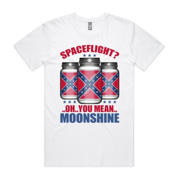 OH YOU MEAN MOONSHINE - SPACEFLIGHT - MEN`S WHITE T-SHIRT - FRONT PRINT Thumbnail