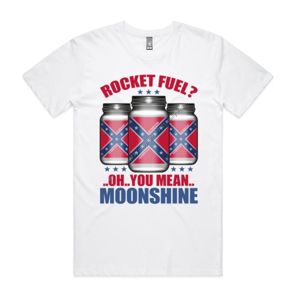 OH YOU MEAN MOONSHINE - ROCKET FUEL - MEN`S WHITE T-SHIRT - FRONT PRINT Thumbnail