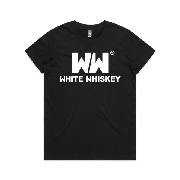 WHITE WHISKEY - WOMEN`S BLACK T-SHIRT - FRONT PRINT Thumbnail