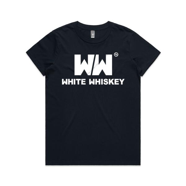 WHITE WHISKEY - WOMEN`S NAVY T-SHIRT - FRONT PRINT Thumbnail