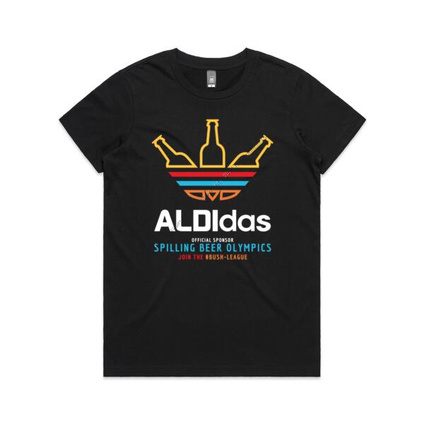 ALDIDAS - WOMEN`S BLACK T-SHIRT - FRONT PRINT Thumbnail
