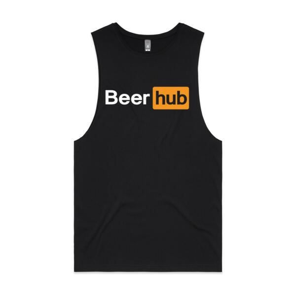 BEER HUB - MEN`S BLACK TANK TOP - FRONT PRINT Thumbnail