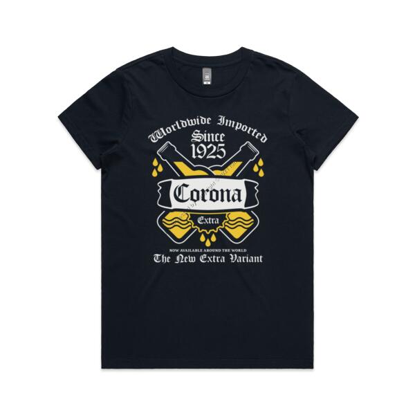CORONA EXTRA - WOMEN`S NAVY T-SHIRT - FRONT PRINT Thumbnail